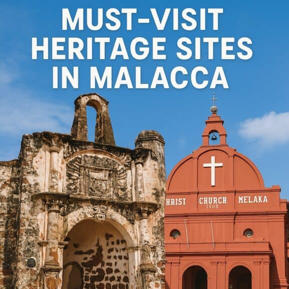 Ancient heritage sites in Malacca, including the historic Christ Church Melaka and colonial ruins, showcasing the rich cultural history of the region. Explore these must-visit landmarks in Malacca.