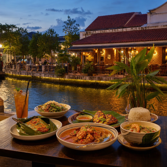 Dinner and night dining scene in Malacca Malaysia