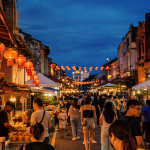 Jonker Street Night Market in Melaka with food stalls and evening crowds
